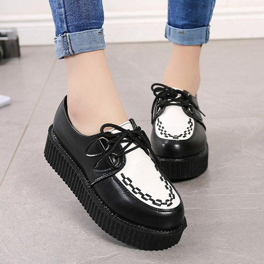 Platform Suede Lace Up Creepers Plus Sizes - Easy Pickins Store