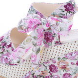 Platform Wedges Lace Belt Bow Flip Flops Open Toe High Heels - Easy Pickins Store