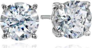 Platinum Gold Plated Sterling Silver Round-Cut Stud Earrings Swarovski Zirconia - Easy Pickins Store
