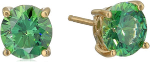Platinum Gold Plated Sterling Silver Round-Cut Stud Earrings Swarovski Zirconia - Easy Pickins Store