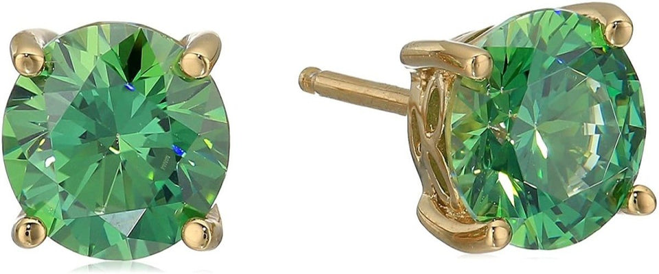 Platinum Gold Plated Sterling Silver Round-Cut Stud Earrings Swarovski Zirconia - Easy Pickins Store