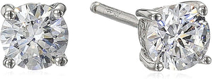Platinum Gold Plated Sterling Silver Round-Cut Stud Earrings Swarovski Zirconia - Easy Pickins Store
