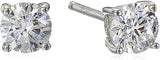 Platinum Gold Plated Sterling Silver Round-Cut Stud Earrings Swarovski Zirconia - Easy Pickins Store