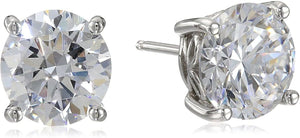 Platinum Gold Plated Sterling Silver Round-Cut Stud Earrings Swarovski Zirconia - Easy Pickins Store