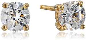 Platinum Gold Plated Sterling Silver Round-Cut Stud Earrings Swarovski Zirconia - Easy Pickins Store