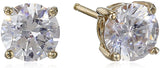 Platinum Gold Plated Sterling Silver Round-Cut Stud Earrings Swarovski Zirconia - Easy Pickins Store
