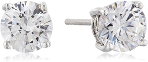 Platinum Gold Plated Sterling Silver Round-Cut Stud Earrings Swarovski Zirconia - Easy Pickins Store