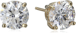 Platinum Gold Plated Sterling Silver Round-Cut Stud Earrings Swarovski Zirconia - Easy Pickins Store