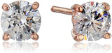 Platinum Gold Plated Sterling Silver Round-Cut Stud Earrings Swarovski Zirconia - Easy Pickins Store