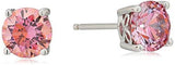 Platinum Gold Plated Sterling Silver Round-Cut Stud Earrings Swarovski Zirconia - Easy Pickins Store