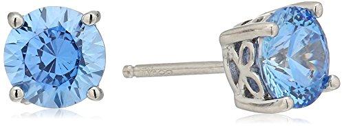 Platinum Gold Plated Sterling Silver Round-Cut Stud Earrings Swarovski Zirconia - Easy Pickins Store