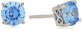 Platinum Gold Plated Sterling Silver Round-Cut Stud Earrings Swarovski Zirconia - Easy Pickins Store