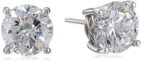 Platinum Gold Plated Sterling Silver Round-Cut Stud Earrings Swarovski Zirconia - Easy Pickins Store