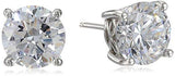 Platinum Gold Plated Sterling Silver Round-Cut Stud Earrings Swarovski Zirconia - Easy Pickins Store