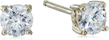 Platinum Gold Plated Sterling Silver Round-Cut Stud Earrings Swarovski Zirconia - Easy Pickins Store