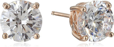Platinum Gold Plated Sterling Silver Round-Cut Stud Earrings Swarovski Zirconia - Easy Pickins Store