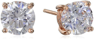 Platinum Gold Plated Sterling Silver Round-Cut Stud Earrings Swarovski Zirconia - Easy Pickins Store