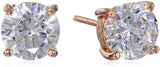 Platinum Gold Plated Sterling Silver Round-Cut Stud Earrings Swarovski Zirconia - Easy Pickins Store