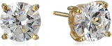 Platinum Gold Plated Sterling Silver Round-Cut Stud Earrings Swarovski Zirconia - Easy Pickins Store