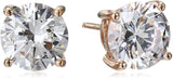 Platinum Gold Plated Sterling Silver Round-Cut Stud Earrings Swarovski Zirconia - Easy Pickins Store