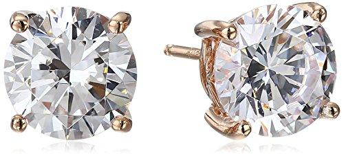 Platinum Gold Plated Sterling Silver Round-Cut Stud Earrings Swarovski Zirconia - Easy Pickins Store