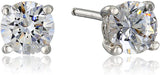 Platinum Gold Plated Sterling Silver Round-Cut Stud Earrings Swarovski Zirconia - Easy Pickins Store