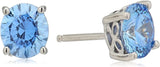 Platinum Gold Plated Sterling Silver Round-Cut Stud Earrings Swarovski Zirconia - Easy Pickins Store