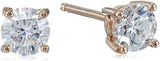 Platinum Gold Plated Sterling Silver Round-Cut Stud Earrings Swarovski Zirconia - Easy Pickins Store