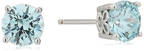 Platinum Gold Plated Sterling Silver Round-Cut Stud Earrings Swarovski Zirconia - Easy Pickins Store