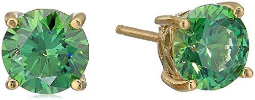 Platinum Gold Plated Sterling Silver Round-Cut Stud Earrings Swarovski Zirconia - Easy Pickins Store