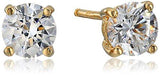 Platinum Gold Plated Sterling Silver Round-Cut Stud Earrings Swarovski Zirconia - Easy Pickins Store