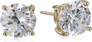 Platinum Gold Plated Sterling Silver Round-Cut Stud Earrings Swarovski Zirconia - Easy Pickins Store