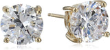 Platinum Gold Plated Sterling Silver Round-Cut Stud Earrings Swarovski Zirconia - Easy Pickins Store