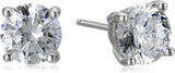 Platinum Gold Plated Sterling Silver Round-Cut Stud Earrings Swarovski Zirconia - Easy Pickins Store