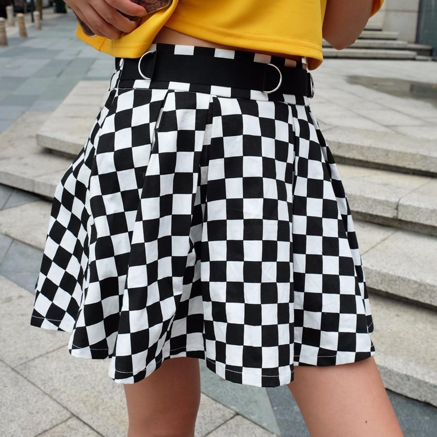 Pleated Checkerboard High Waist Short Skirt - Easy Pickins Store