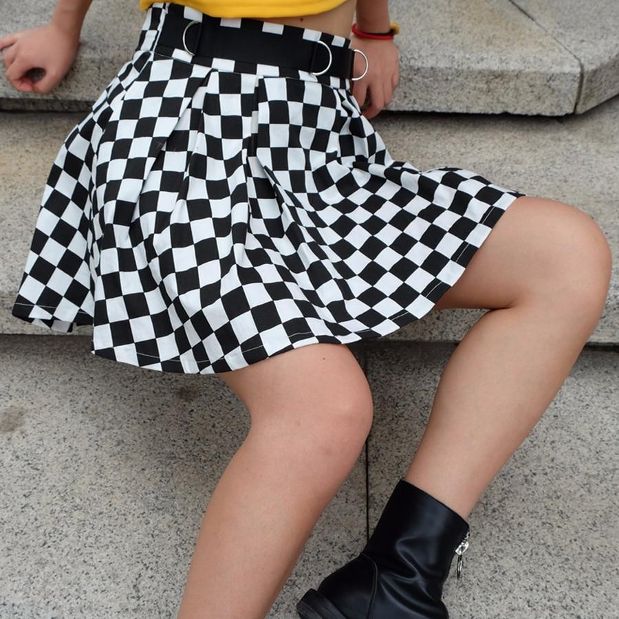 Pleated Checkerboard High Waist Short Skirt - Easy Pickins Store
