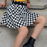 Pleated Checkerboard High Waist Short Skirt - Easy Pickins Store