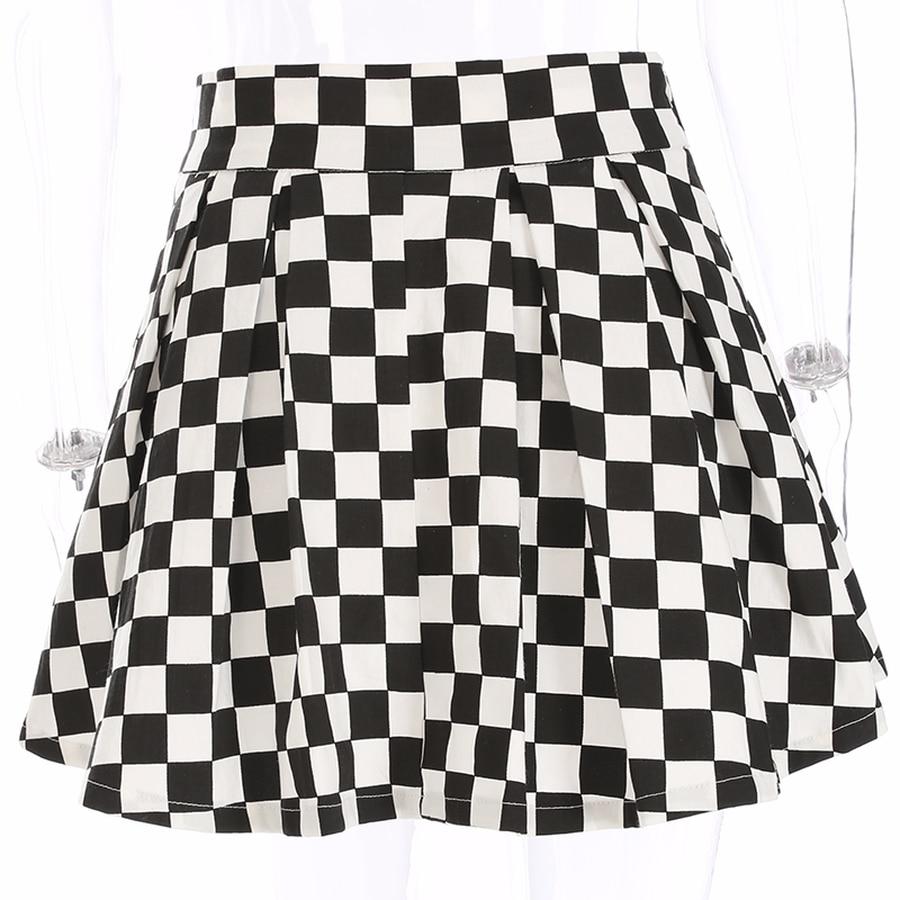 Pleated Checkerboard High Waist Short Skirt - Easy Pickins Store