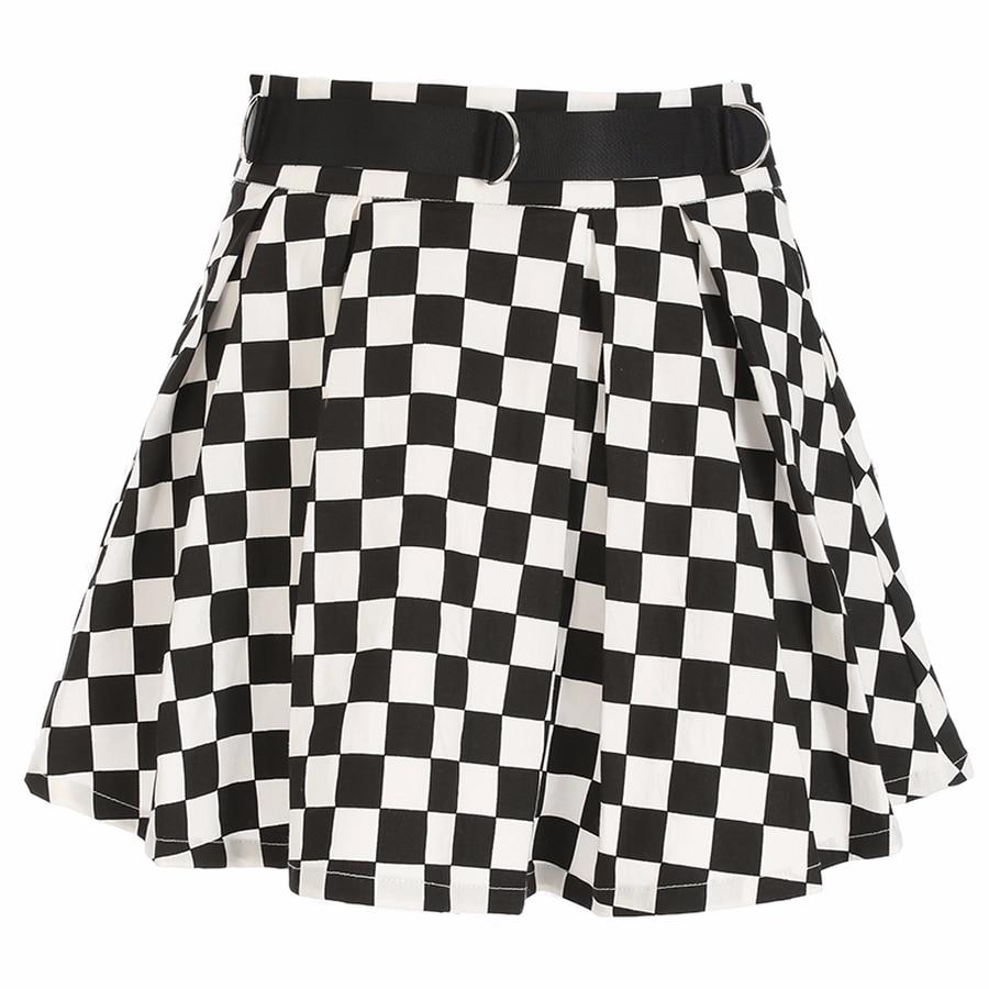 Pleated Checkerboard High Waist Short Skirt - Easy Pickins Store