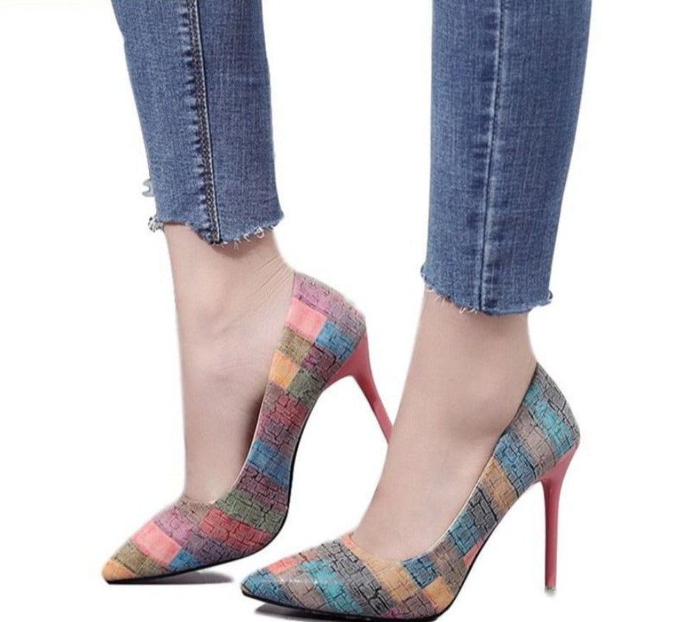 Plus Sizes High Heels Leather Pumps - Easy Pickins Store