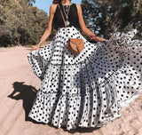 Polka Dot Maxi Skirt Layered High Waist Pleated - Easy Pickins Store