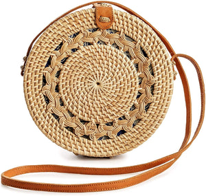 Premium Handmade Wicker Woven Purse Handbag Circle Boho - Easy Pickins Store