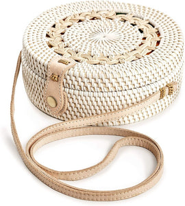 Premium Handmade Wicker Woven Purse Handbag Circle Boho - Easy Pickins Store