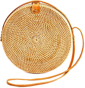 Premium Handmade Wicker Woven Purse Handbag Circle Boho - Easy Pickins Store