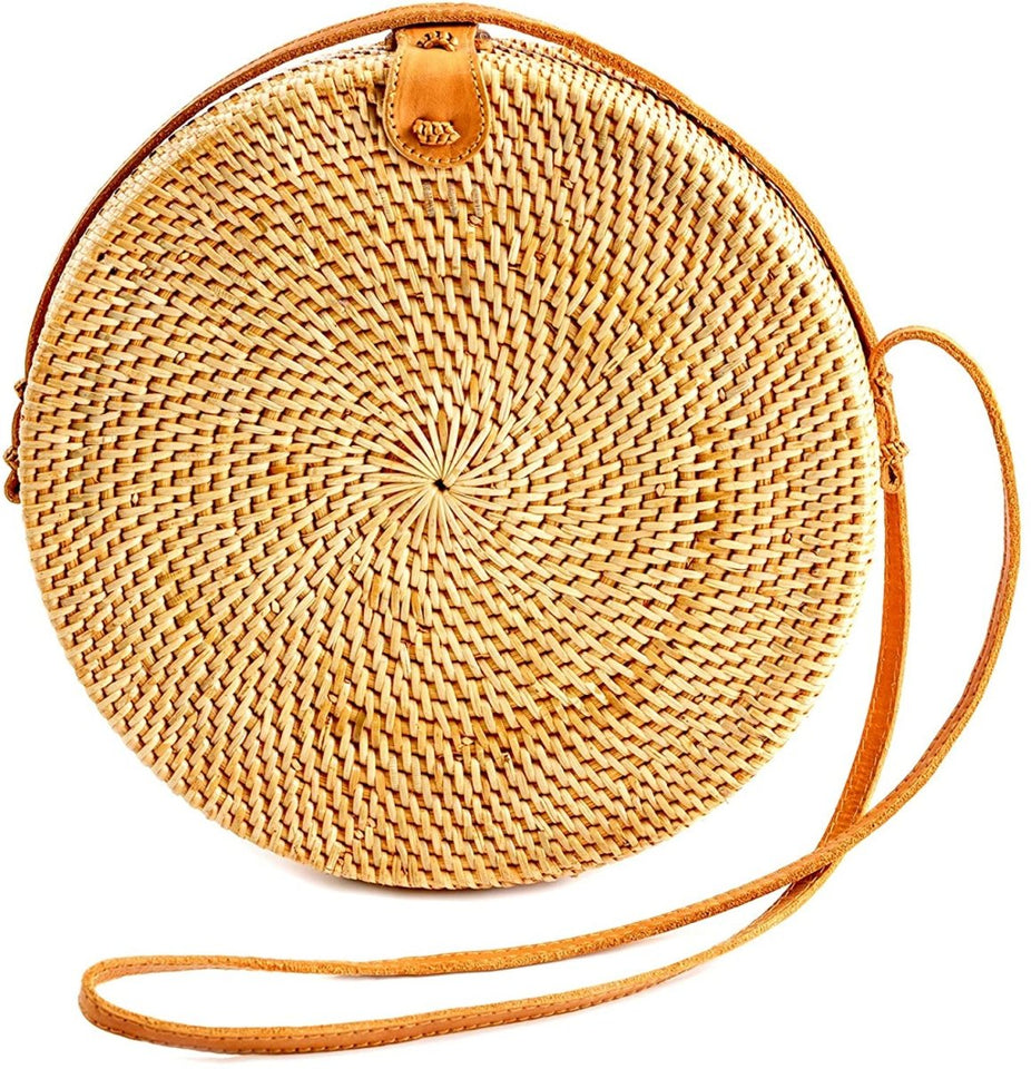 Premium Handmade Wicker Woven Purse Handbag Circle Boho - Easy Pickins Store