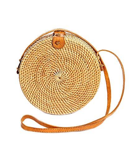 Premium Handmade Wicker Woven Purse Handbag Circle Boho - Easy Pickins Store