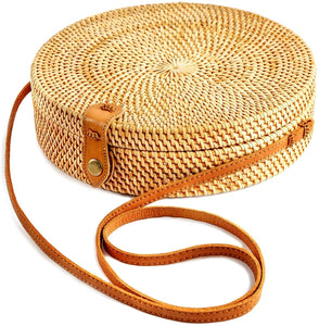 Premium Handmade Wicker Woven Purse Handbag Circle Boho - Easy Pickins Store