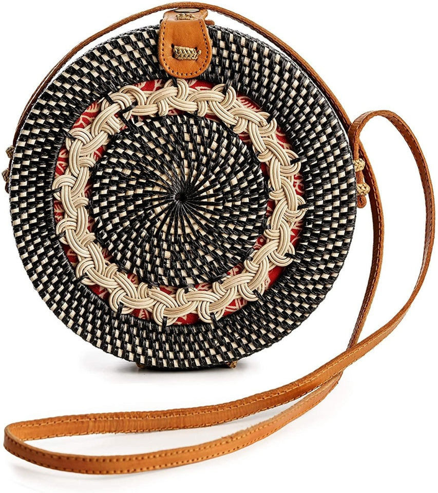 Premium Handmade Wicker Woven Purse Handbag Circle Boho - Easy Pickins Store