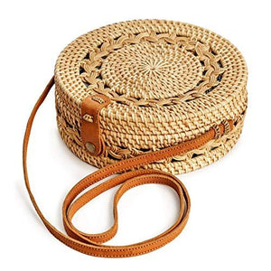 Premium Handmade Wicker Woven Purse Handbag Circle Boho - Easy Pickins Store