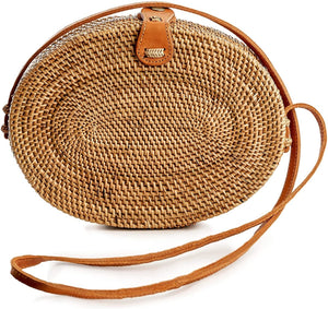 Premium Handmade Wicker Woven Purse Handbag Circle Boho Bag - Easy Pickins Store